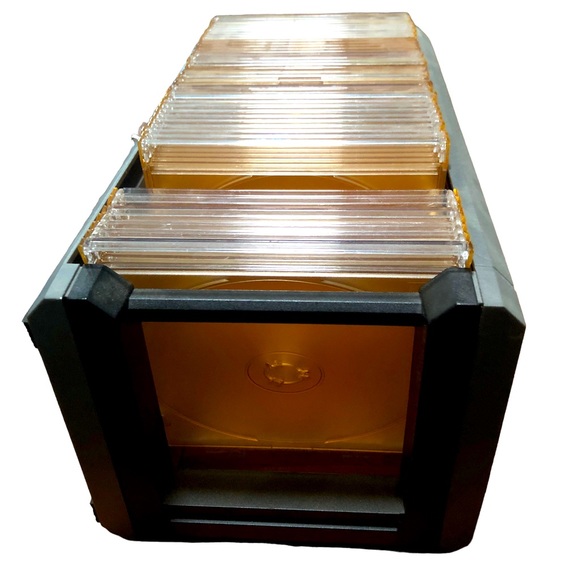 ALLSOP CD Storage 43 plastic disc cases gold jewel tone gray heavy plastic case - Picture 3 of 4